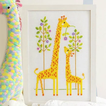 DIY tipărite cruciulițe kituri de mătase fire de bumbac Copii modelului dormitor desene animate de animale girafa broderie manual 31x44cm