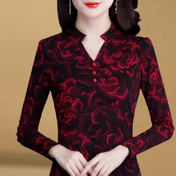 Dingaozlz M-4XL Plus dimensiune haine Noi de Toamna-Iarna moda coreeană Femei tricou cu mâneci Lungi Imprimate Tricou Casual Doamna Topuri