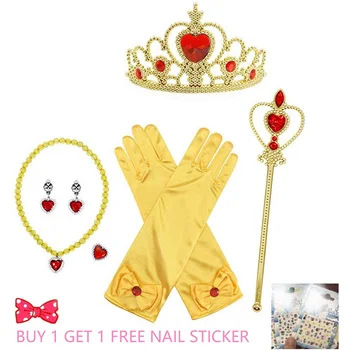 6 7pcs/multe Fete Accesorii Printesa Annae Dress Up pentru Fete Cosplay Jucării Coroana, Colier, Inel, Cercel Bagheta Mănuși de Copii Bijuterii Set