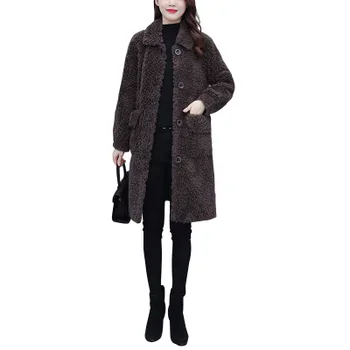 2020 Femei Sacou Nou Mid-Lungime Cald Gros de Miel Haină de Blană de Iarna de Dimensiuni Mari Maneca Lunga OL Streetwear