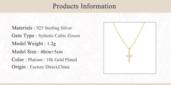 CANNER INS Stil Cross Diamant Zircon Real 925 Sterling de Argint Colier pentru Femei Cravată Coliere Lanț de Bijuterii Fine Collares