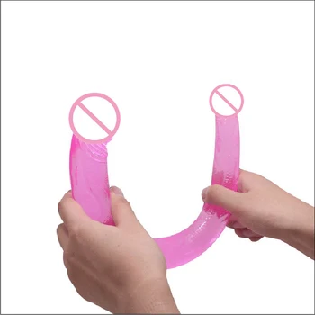 Glont Vibrator Dublu Vibrator pentru Femei Lesbiene Masaj Vaginal Anal Plug Dildo Jelly Dong Produse pentru Sex Gay Sex Jucării Dual Penis