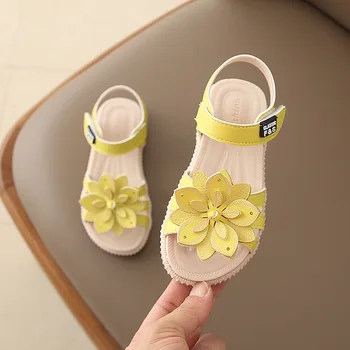 Baby Girl Pentru Copii Sandale Din Piele Sandale Noi Copii Fete De Vară Pantofi Floare De Copil Sandale Alb&Galben&Pantofi Roz Fete C05221