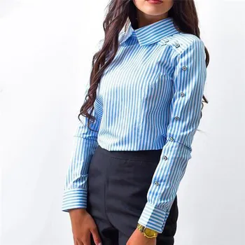 Birou Femei Lady Tricouri Topuri De Moda De Primăvară Maneca Lunga Slim Bluză Albă Șifon Cămașă Femme Blusa Feminina Casual Tricou Albastru