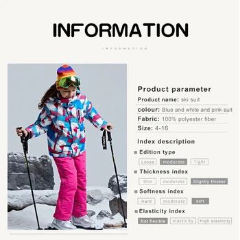 PHMAX de Iarnă de Schi pentru Copii Costum Impermeabil Îngroșa Ține de Cald pentru Copii Jachete de Schi Haine în aer liber, Schi Snowboard Fete de Îmbrăcăminte