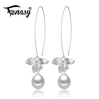 FENASY Pearl Bijuterii Naturale de apă Dulce Pearl Cercei Moda Bijuterii Argint 925-coreean Floare Cercei Pentru Femei