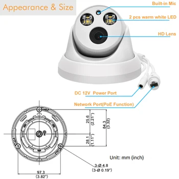 Hikvision Compatibil ColorVu 5MP Dome Camera IP POE 8MP Acasă de Securitate CCTV aparat de Fotografiat 1080P IR 30m ONVIF H. 265 P2P Plug&play IPC