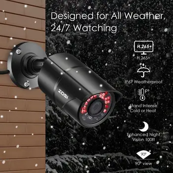 ZOSI H. 265 5MP TVI camera cctv camere de securitate stradă video videcam impermeabil nightvision camera de supraveghere de exterior