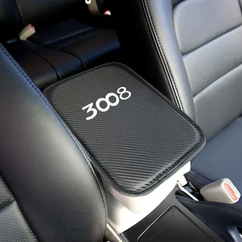 Fibra de Carbon de Mașină din Piele Cotiera Pad pentru Peugeot 3008 Auto Cutie de Depozitare Covor Protector Accesorii Auto