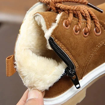 Copii Pantofi Cizme de Iarna din Piele cu Blană de Moda Pantofi de Cauciuc Dantela-up Rotund-Deget de la picior Plat cu Roma Fete Baieti Cizme de Iarna 2020