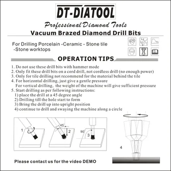 DT-DIATOOL 3pcs/pk 5MM Uscat în Vid Brazate Diamant Cu Hexagon Coadă Burghiu Biți de Bază de Foraj Gaura Văzut cu diamant înălțime de 10mm
