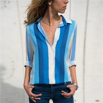 Femei Bluze Șic Cu Dungi De Imprimare De Birou Cămașă De Moda Cu Maneci Lungi Șifon Bluza Casual Femei, Plus Dimensiune Femei Tricouri