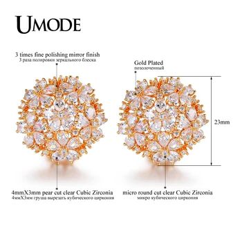 UMODE Brand Cluster Floare de Design AAA+ CZ de Nunta Seturi de Bijuterii Pentru Femei de Culoare de Aur Coliere Pandantiv Stud Cercei Cadou US0038A