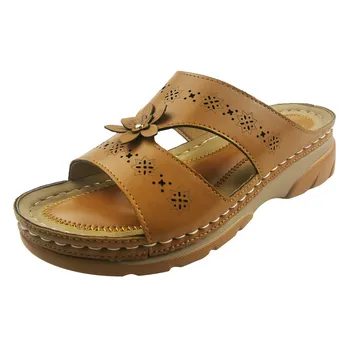 De Vară 2020 Femei Sandale Pană Premium Ortopedice, pantofi Sandale Vintage Anti-alunecare Casual din Piele de sex Feminin Platforma Pantofi Retro