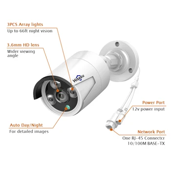 De 5MP, 3MP POE IP Camera 1536P în aer liber rezistent la apa H. 265 CCTV Camera Glonț P2P de Detectare a Mișcării ONVIF Pentru PoE NVR 48V Hiseeu