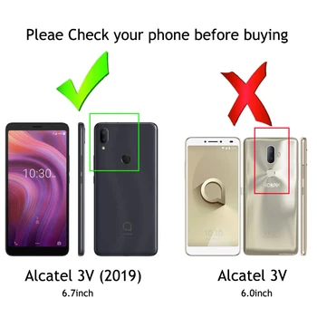 Inel de Metal Shell pentru Alcatel 3V 2019 Caz Masina Suport de Telefon Capacul din Spate pentru Alcatel 3 V 2019 V3 Caz rezistent la Socuri 360 de Protecție