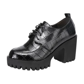 Plus Dimensiune 32-43 BlockHeel Pompe de Platforma Femei Pantofi Oxford 2020 Toamna Pluș Tocuri inalte Pantofi Doamnelor Blana de Iarnă Pantofi pentru Birou