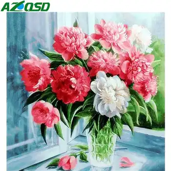 AZQSD Complet Piața Diamant Pictura Flori de lucru Manual Diamant Broderii Florale realizate Manual Decor Acasă Imagine De Pietre Cadou