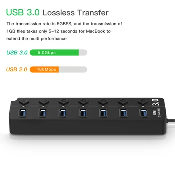 HUB USB 3.0 Multi USB Splitter 4/7 Port Expander mai Multe USB 3 Hab Cu Adaptor de Alimentare Pentru PC, Laptop USB3.0 Hub Cu Comutator