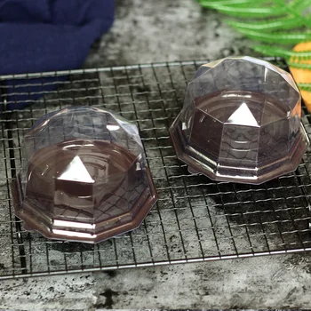 LBSISI Viața 100sets mai Gros Tort Mousse de Cupcake Cutii Recipient în Formă de Diamant Ambalaje din Plastic Mooncake Suport Cu Capac