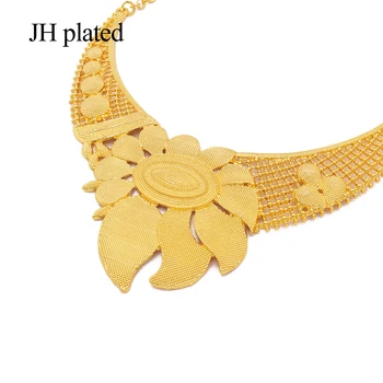Seturi de bijuterii floarea soarelui nou de aur din Dubai culoare ornament pentru femei nupțial colier cercei de femei din Africa soția cadouri bijuterii set