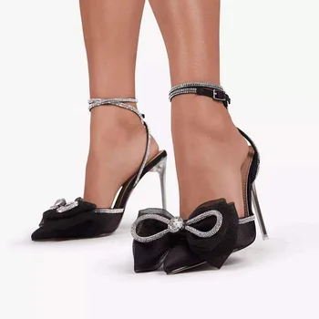 Femeie Sexy, Pantofi cu Toc inalt Pantofi pentru Femei Pe Tocuri Femei Sandale 2021 Rhinestone bling Subliniat Deget de la picior Toc Pompe de Pantofi de Lux