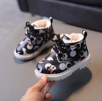 Disney Fete Noi Mickey Ghete de pantofi pentru Copii Cizme Martin pentru Fete din Piele Impermeabila de Iarna pentru Copii cizme