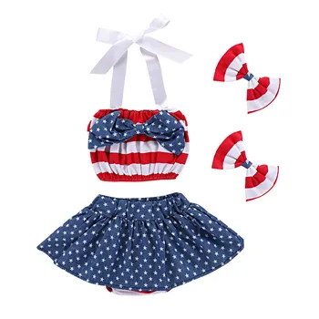 4 iulie Fete Stabilită de Îmbrăcăminte de tip Boutique, Haine Fete Patriotic American Bumbac cu Dungi Haine Copii Copilul Îmbrăcăminte D1273