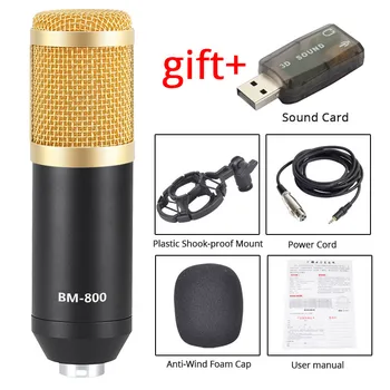 Microfon BM800 Karaoke Condensator de Studio Profesional Audio Microfon, Echipament Stand Cu placa de Sunet Pentru Calculator cu Karaoke