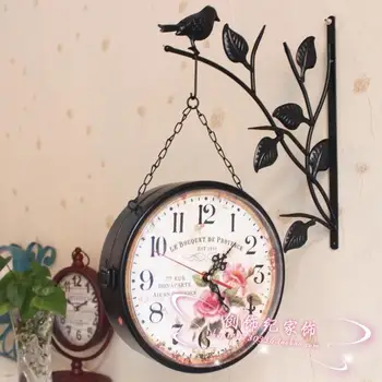 Stil European pastoral mut ceas de perete bird cadru ramură living fier față-verso ceas coreean ceas de perete rotund LX110413