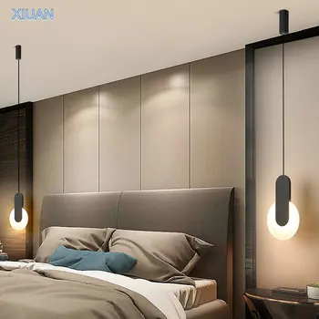 Modern Scandinav Tavan Înalt Pandantiv cu LED-uri Lampa pentru Noptiera Camera de zi Iluminat Cablu Lung Suspendarea corpurilor de Iluminat de Design