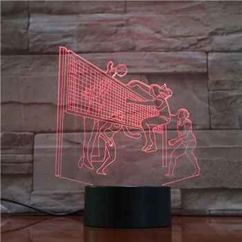 3D Lampa de Sport Volei 7 Culori cu Telecomanda cu Baterii Atmosfera Personalizate, Decor pentru Camera Lumina de Noapte Led Lampă