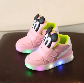 Copii Pantofi Casual Cu Lumina LED-uri Fete Baieti Adidasi 2020 Primăvară desen Animat Mouse-ul Luminat Pantofi Sport de Moda Luminos Cizme