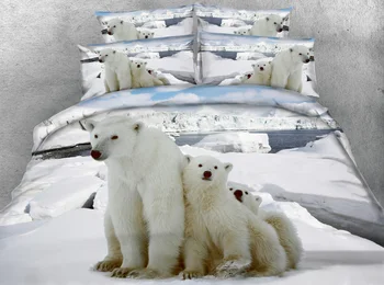 JF-126 Minunat urs polar lenjerie de pat pentru copii, pat 3D parure de aprins adulte dublu king carpetă acopere housse de couette full size