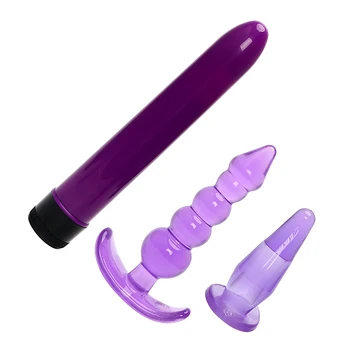 IKOKY 3PCS Anal Plug Vibrator din Silicon Analsex Jucarii Sexuale pentru Femei Dopuri anale Adult Sex Produse pentru Cupluri Masturbator AV Stick