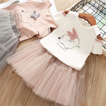 LILIGIRL Nou pentru Copii Fete Rochii Seturi de Haine Primavara Vara Scurte Unicorn Desene animate de Imprimare T-shirt +Rochie de Moda 2 buc Îmbrăcăminte Costum