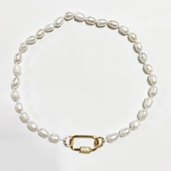 2020 Nou Stil Natural Pearl Colier Femei Fermecătoare În Stil Baroc De Apă Dulce Pearl Alb Spirală Butonul Pandantiv Collares De Moda