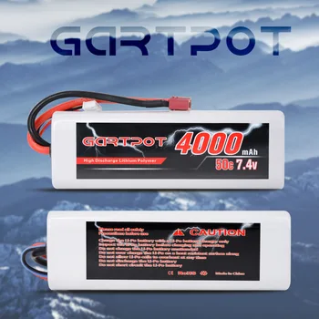 GARTPOT Lipo Baterie 4000mAh 7.4 V, 50C Baterie lipo 2S RC Lipo 7.4 v Baterie cu Decanii T Plug pentru Camion RC Masina RC Traxxas Slash