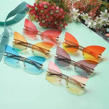 Sen Maries Fluture fără ramă de ochelari de Soare pentru Femei Brand de Lux de Designer de Moda Supradimensionate Steampunk ochelari de Soare Vintage Ochelari de UV400