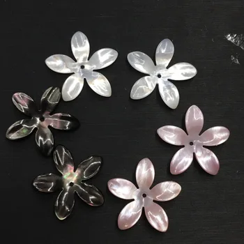 10buc Alb galben roz cinci petale ascuțite shell flori DIY gaura pandantiv bijuterii accesorii 20mm