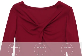 Toamna Iarna Haine Europene de Moda T-shirt V-Neck Femei Elegante Topuri Ropa Mujer Bottom Cămașă se Potrivesc Bumbac Tricouri T08923L