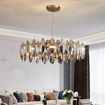 Noi moderne candelabru de cristal pentru living de lux, decor acasă corpuri de iluminat rotunde aur led-uri cristal lampă luciu