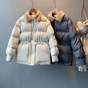 2020 Femei Iarna Jacheta Singur Pieptul Bumbac Moda Guler de Turn-down Cald coreeană Stil Desigual pentru Femei Haine Abrigo Mujer