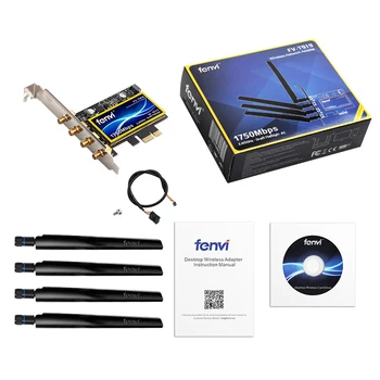 Fenvi Wireless Adaptor Wifi 1750Mbps Dual Band 2.4 G/5G PCI-E standardul 802.11 AC, Bluetooth 4.0 + WiFi PCI Express placa de Retea Wireless