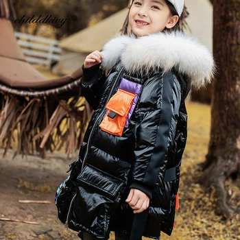 -30 Cald rusă jacheta de iarna pentru fata Jos 2020 Copii de Moda Adolescent Îmbrăcăminte exterioară fata Snowsuit hanorac Copii Haina de Iarna 5-12Y