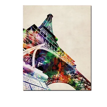 Imprimare Acuarelă Abstractă Turnul Eiffel Paris Pictura in Ulei pe Panza Moderne Celebra Clădire Poza Perete Pentru Camera de zi Cuadros