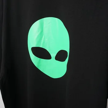 Personalitate De Mare Vânzare Amuzant Rece De Extraterestru Verde Cap Imprimate T-Shirt De Moda Oana Gât Vrac Confortabil Din Bumbac Cu Maneci Scurte