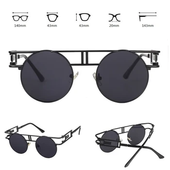Runda Steampunk ochelari de Soare Femei din Metal de Epocă Ochelari de Soare Barbati de Brand Designer de Cadru CERC Ochelari Gotic de Înaltă Calitate UV400