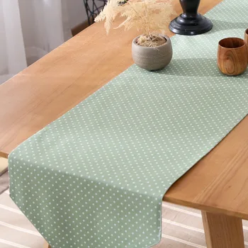 Simplu lenjerie de pat din bumbac verde tabelul runner lumină puncte albe imprimate pat runner fata de masa fata de masa vintage mat cabinetul acoperi