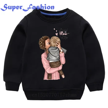 Haina de iarna Copil copii Copii Super Mama si Fiica Hanorac Tricou Fete Bluze Bluza Haine de Toamna Roupa Infantil,dKYT007